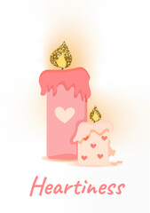 Candles with hearts, vector illustration