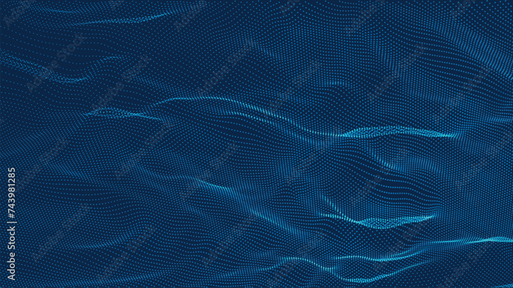 Poster abstract digital particle wave. futuristic dotted wave. big data digital code. technology or science