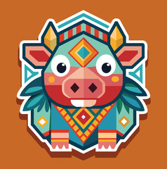 Geometric pig illustration vector design