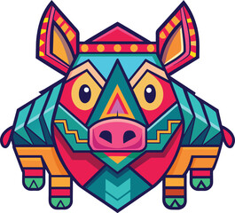 Geometric pig illustration vector design