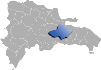 Obraz premium MONTE PLATA DEPARTMENT MAP STATE OF Dominican Republic 3D ISOMETRIC MAP