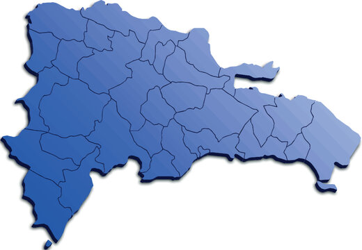 Dominican Republic 3D ISOMETRIC MAP BLUE COLOR