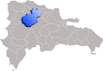 SANTIAGO DEPARTMENT MAP STATE OF Dominican Republic 3D ISOMETRIC MAP