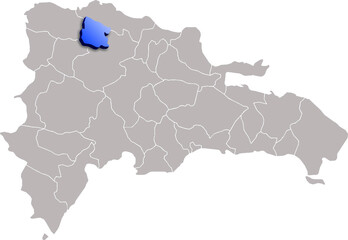 VALVERDE DEPARTMENT MAP STATE OF Dominican Republic 3D ISOMETRIC MAP