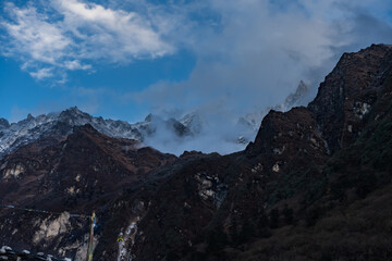 Mountainous Himalayan Landscape on route to Kanchenjunga Base Camp in Taplejung Nepal