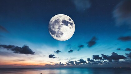 Fototapeta na wymiar night sky with full moon and clouds