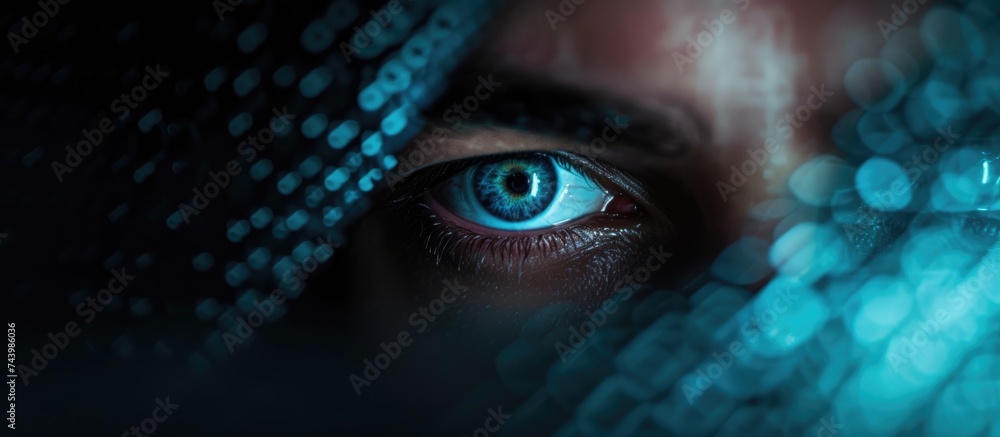 Aufkleber Man using computer and programming to break code Cyber security threat Internet and network security Stealing private information Person using technology to steal password and private data
