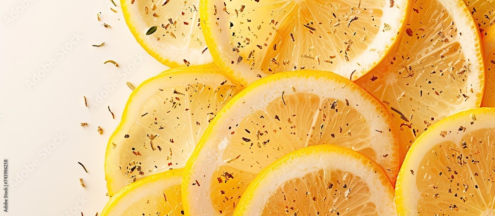 Aufkleber Sliced lemon herb crusted chicken breast. with copy space image. Place for adding text or design