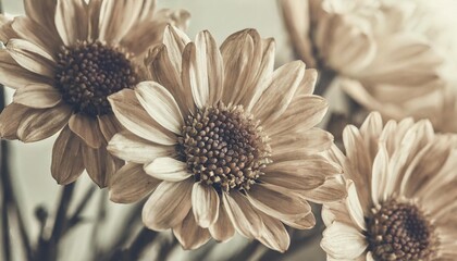elegant oval round shape dried beige romantic flowers with light light background macro retro vintage neutral effect