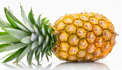 ripe yellow pineapple isolated on a white background