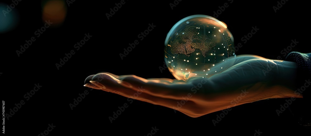 Poster business global internet connection application technology and digital marketing financial and banki