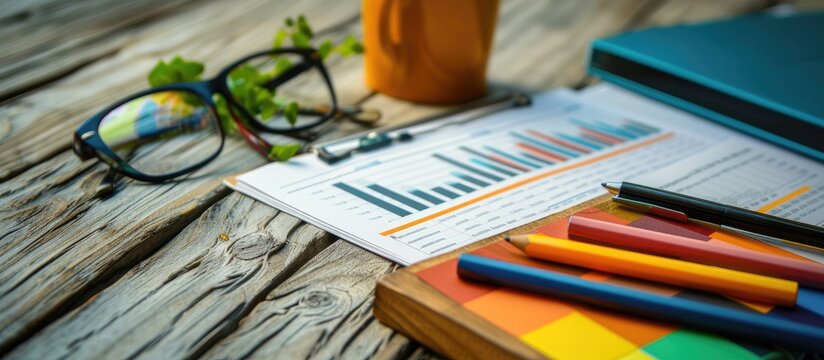 CPL Cost Per Lead word written on wood block with chart glasses and pencils. with copy space image. Place for adding text or design