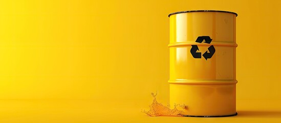 Spill kit yellow wheelie bin for health and safety of chemical oil diesel or petrol pollution leak. with copy space image. Place for adding text or design - obrazy, fototapety, plakaty