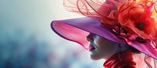 Elegant hats at a horse race. with copy space image. Place for adding text or design - obrazy, fototapety, plakaty