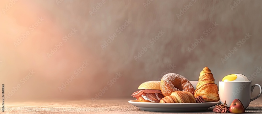 Poster krok madame traditional french breakfast. with copy space image. place for adding text or design