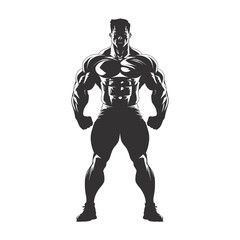 Fototapeta na wymiar Silhouette Bodybuilding black color only full body