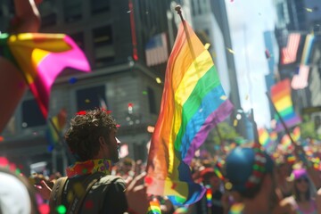 LGBTQ Pride demigender. Rainbow olivine colorful idealization diversity Flag. Gradient motley colored gay LGBT rights parade festival lgbtq+ empowerment diverse gender illustration