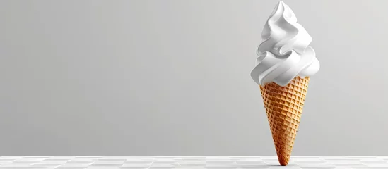 Fototapeten Soft Whipped Ice Cream In A Wafer Cone. with copy space image. Place for adding text or design © vxnaghiyev