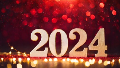 happy new year 2024 red sparkle background