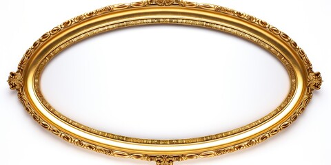 Vintage retro classic antique oval frame for picture decorative background. Golden old style elegance scene