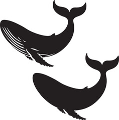Whale silhouette on a white background © Kasorn