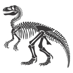 Silhouette Dinosaur skeleton black color only