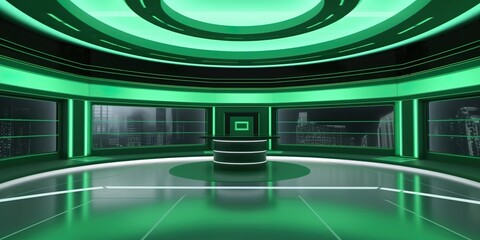minimalistic design Virtual Green Screen Background Loop, News TV Studio Set