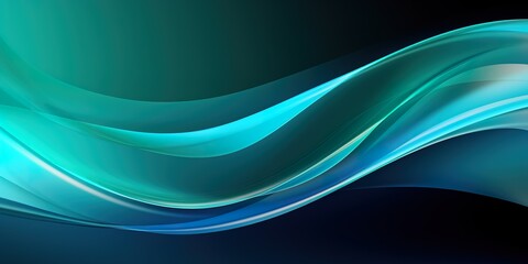 modern conceptual bright blue mesh gradient with glowing green curve lines pattern textuturquoise background