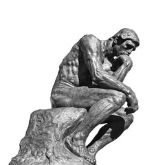 The Thinker a bronze sculpture by Auguste Rodin isolated - obrazy, fototapety, plakaty
