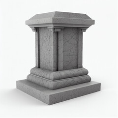 stone podium isolated on white background, Ai generated image