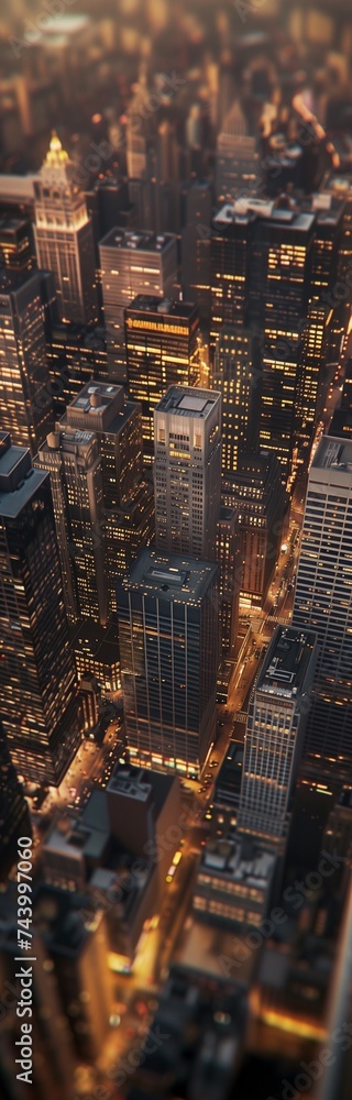 Wall mural beautiful cityscape with reflections on skyscrapers at sunset