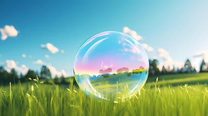 Rainbow colored soap bubbles