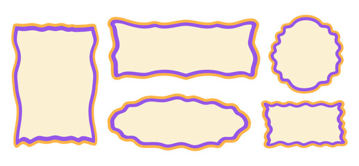 Fototapeta premium Set of frames in hand drawn and doodle style. Vector illustration. Isolated. Modern and trendy torn paper design, collage. Place for text. Textbox. Notebook shapes