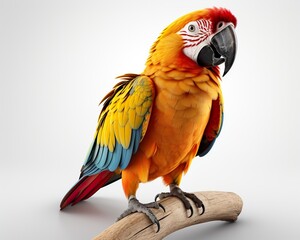 Parrot , blank templated, rule of thirds, space for text, isolated white background