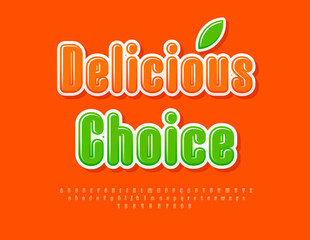 Naklejka premium Vector creative logo Delicious Choice. Elegant Glossy Font. Stylish Alphabet Letters and Numbers set. 