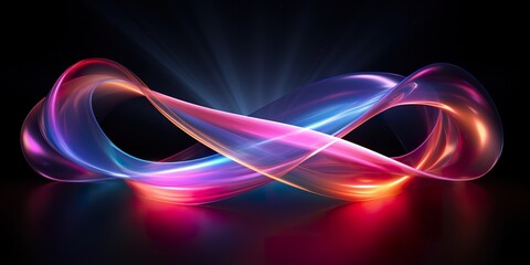 Neon glowing frame on flowing silk background 3d design