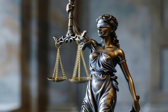 Estatua de la justicia en bronce concepto justicia en el juzgado