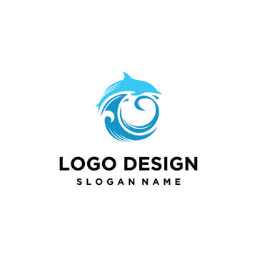 Elemen templat desain logo lumba lumba dan ombak. Cocok untuk berbagai keperluan elemen templat desain logo. Cocok untuk berbagai keperluan	