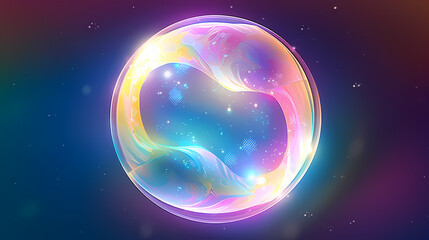 Rainbow colored soap bubbles on multicolored background