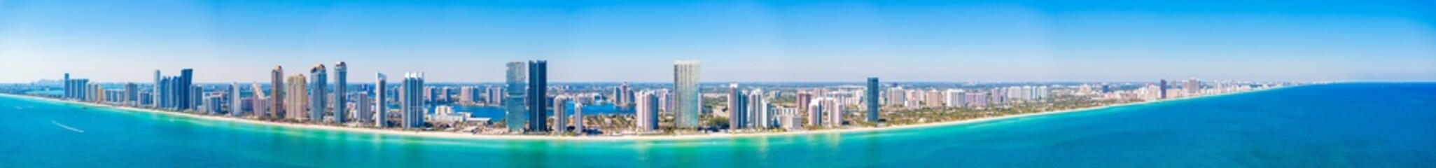 Fototapeta na wymiar Aerial drone panorama Sunny Isles Beach FL 2024