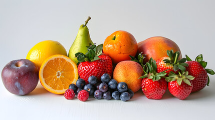 Assorted Fresh Fruit Arrangement on Light Background