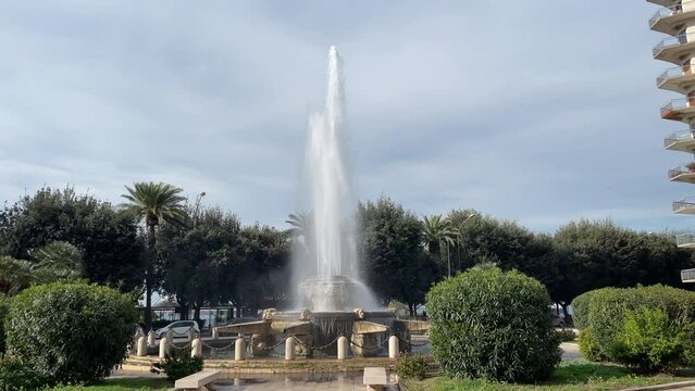 The fountain of the Rosa dei Venti in Ebalia square on the seafront in Taranto, Puglia, Italy