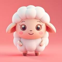 Fototapeta premium Adorable Lamb Cartoon Logo: 3D Rendering of Cute Baby Sheep