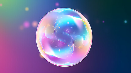 Rainbow colored soap bubbles on multicolored background
