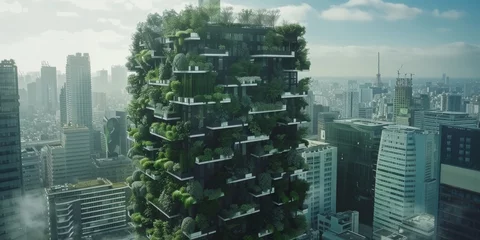 Wandaufkleber Green City landscaping Generative AI © Roman
