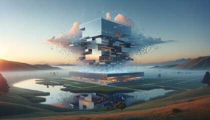 Digital Disintegration: Serene Transformation of Futuristic Security Architecture.