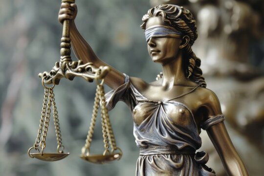 Estatua de justicia con balanza y venda