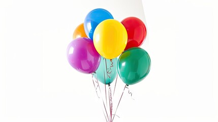 A bunch of multicolored balloons with helium on background