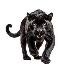 Black panther running isolated on transparent or white background