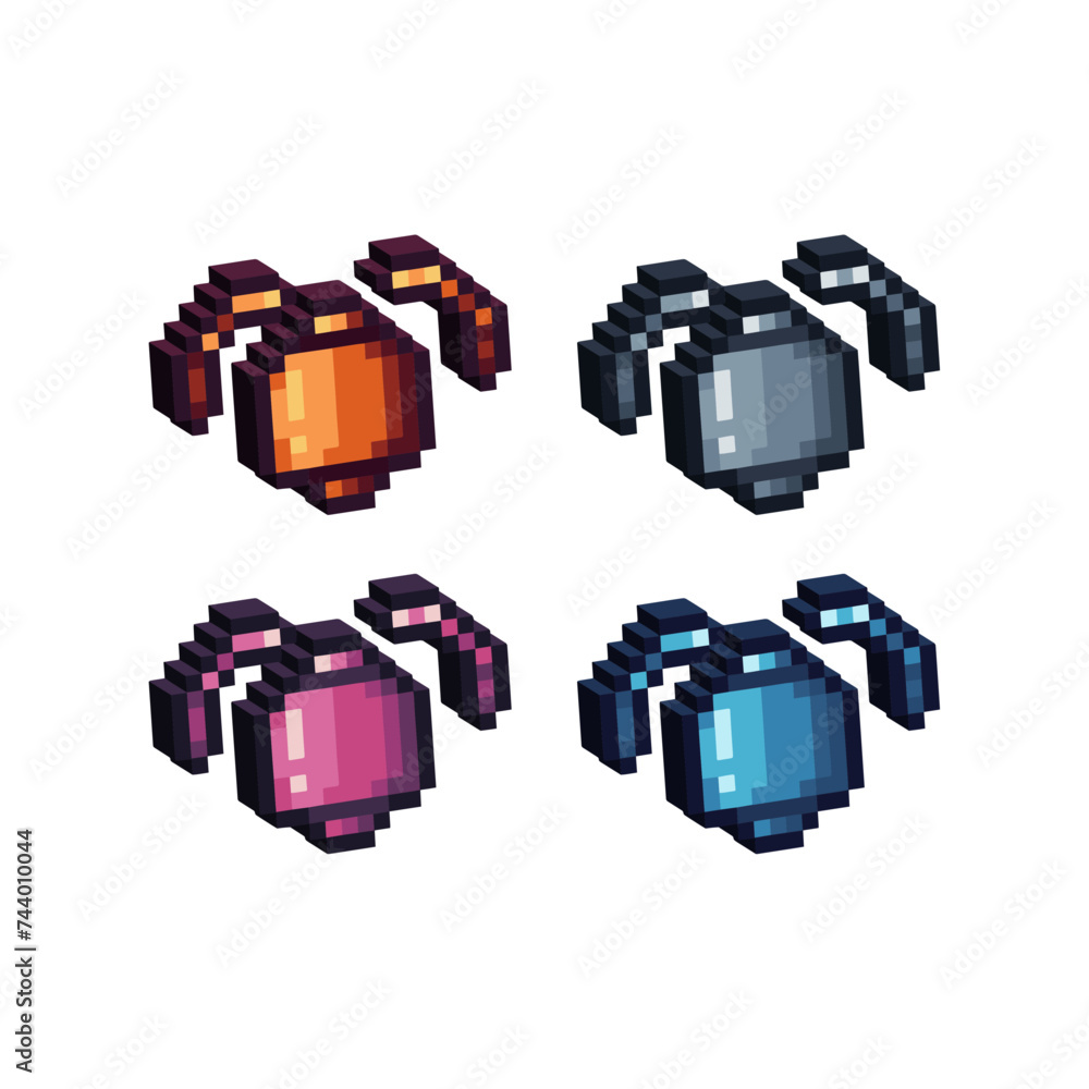 Aufkleber isometric pixel art 3d of bell ringing icon for items asset. ring bell icon on pixel bits style.8-bi